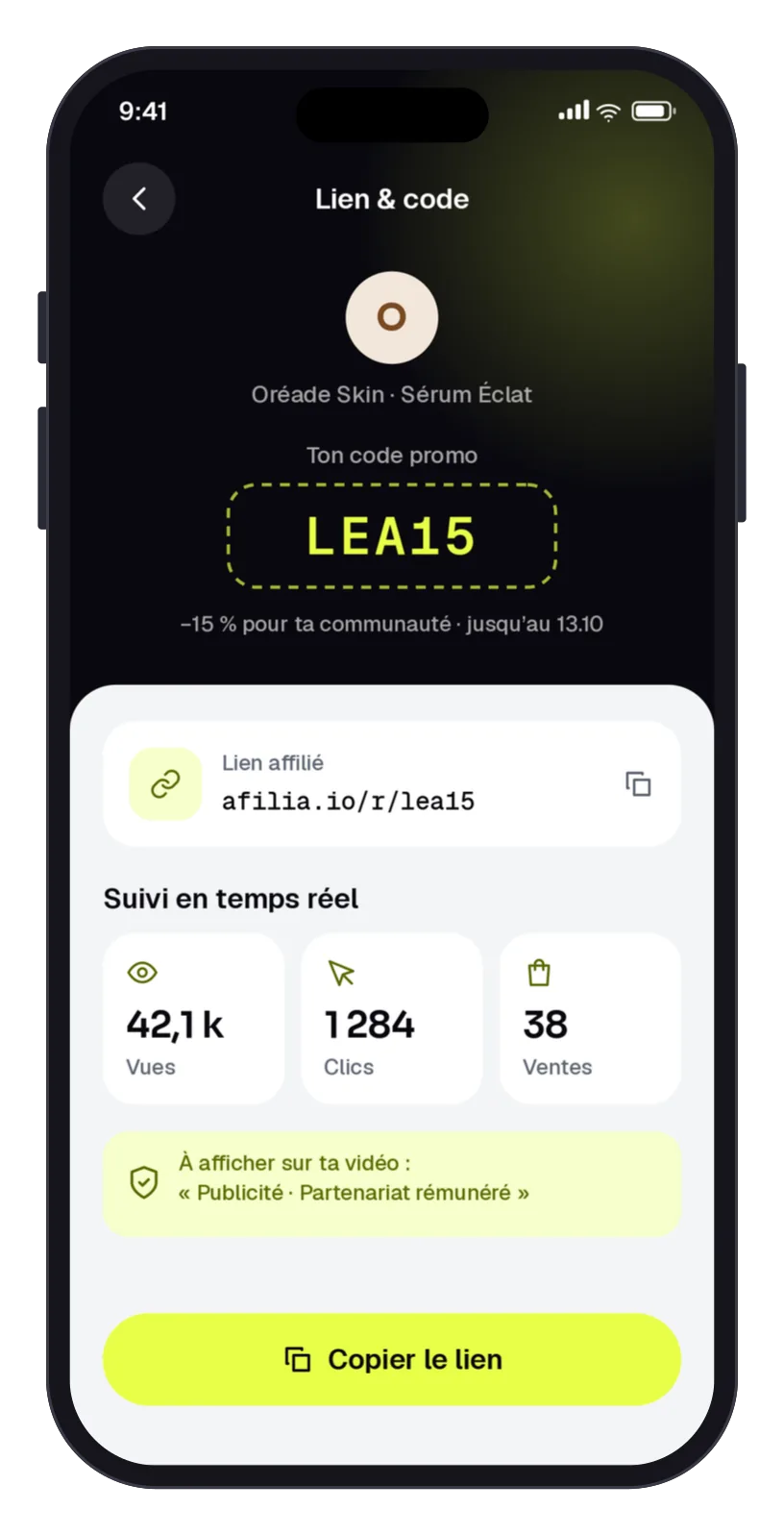 Lien affilié et code promo